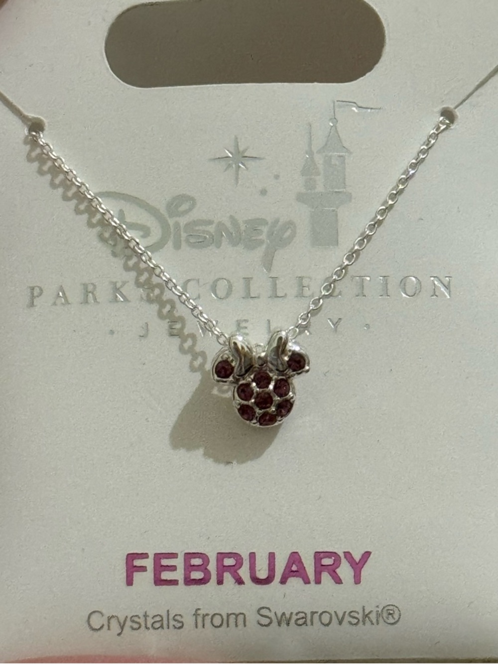 Disney Parks Collection February Minnie Birthstone Necklace